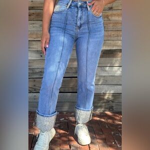 Sterling Kreek Embroidered Cuffed Denim